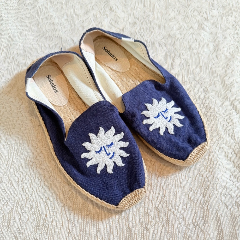 Soludos embroidered sun espadrille slip ons